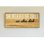 Race Medal Holder/Running Medal Hanger SHE BELIEVED SHE COULD SO SHE DID- Wood Wall Mounted Medal Organizer. CUSTOMIZATION Available