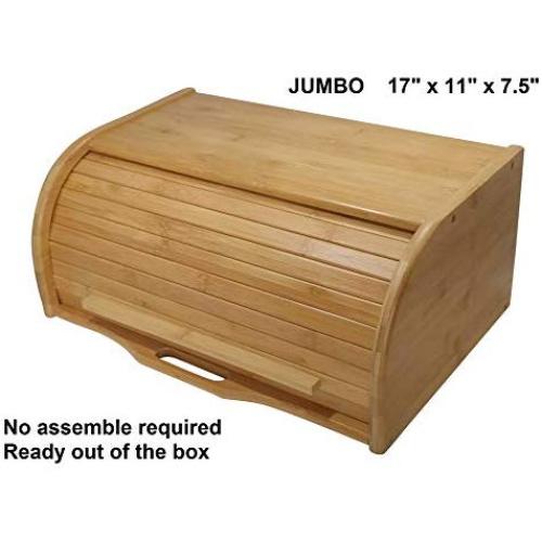 Large bread boxes bread basket wooden boxes storage boxes kitchen counter organizer wooden storage boxes bread storage. roll top breadbox. bread boxes for kitchen countertop. Bamboo wooden boxes. (Natural)