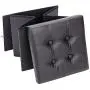 Beowind Practical Folding Storage Ottoman Versatile Space-Saving Storage Square Shape Surface Toy Boxes Footstool Black (02 Black)