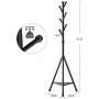 SONGMICS Coat Rack Stand with 6 Hooks and Storage Shelf, Urban Industrial Style, Corner Hall Tree Hanger for Entryway, Hallway, for Clothing, Hats, Bags, Black URCR26BC
