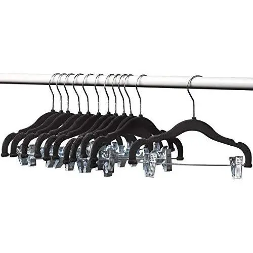 Home-it 12 PACK baby hangers with clips BLACK baby Clothes Hangers Velvet Hangers use for skirt hangers Clothes Hanger pants hangers Ultra Thin No Slip kids hangers Home-it 12 PACK baby hangers with clips BLACK baby Clothes Hangers Velvet Hangers use for skirt hangers Clothes Hanger pants hangers Ultra Thin No Slip kids hangers