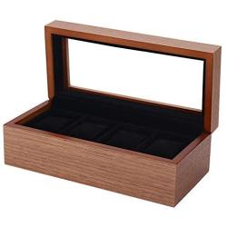 BingYes Wood Watch Storage Boxes Collection Jewelry Boxes with Display (4 Grid)