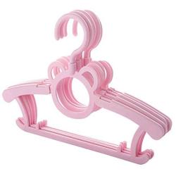 FU LIAN Childrens Hangers, Travel Hangers, 10 Pieces, Clothes, Pants, Baby Dresses, Suitable for Children, Plastic Baby Hangers, Retractable Rotating Clothes, Pink, Blue