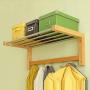 Cxjff Wall Coat Rack Clothes Hat Hanger Holder Hooks Rods Shelf Wood Fashion, 3 Colors Available, 72.3x32x25CM (Color : Log)