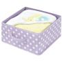 mDesign Soft Fabric Closet Storage Organizer Bin Boxes - Front Handle, for Cube Furniture Shelving Units Bedroom, Nursery, Toy Room - Polka Dot Print - 4 Pack - Light Purple/White