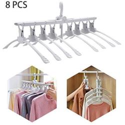 Buyplus Clothes Folding Travel Hangers - Magic Garment Collapsible Camping Hanger, 360°Rotating Space Saving Clothing Storage for Home Multi-Function Portable Retractable Non Slip Plastic Drying Rack