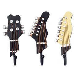 3 PCS Guitar Heads Music Home Resin Clothes Hat Hanger Hook Wall Mounted New