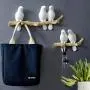 JDSHSO Wall Mounted Home Living Room Decor Hanger Resin Bird Statue Key Holder Coat Clothes Towel Hooks Racks Animal Sculpture (White,A Bird)