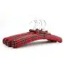10 Pcs Red Plaid Fabric Padded Clothes Hanger, Non Slip Checked Style Fabric Coats Shirt Dress Hanger for Closet