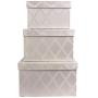 Toys Storage Bins 3-pcs Set - Fabric Decorative Storage Boxes with Lids - Shelf Closet Organizer Basket - Decor Nesting Boxes - Stylish Gift Boxes with Lids, Large/Medium/Small Sizes (Off White) Toys Storage Bins 3-pcs Set - Fabric Decorative Storage Boxes with Lids - Shelf Closet Organizer Basket - Decor Nesting Boxes - Stylish Gift Boxes with Lids, Large/Medium/Small Sizes (Off White)