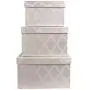 Toys Storage Bins 3-pcs Set - Fabric Decorative Storage Boxes with Lids - Shelf Closet Organizer Basket - Decor Nesting Boxes - Stylish Gift Boxes with Lids, Large/Medium/Small Sizes (Off White)