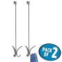 mDesign Modern Metal Long Easy Reach Over-The-Door 4 Prong Storage Organizer Hook; Hang Jackets, Coats, Clothing, Hats, Scarves, Leashes, Purses, Robes, Towels, 24" Tall, 2 Pack - Graphite Gray