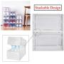 WAYTRIM Foldable Shoe Box, Stackable Clear Shoe Storage Boxes - Storage Bins Shoe Container Organizer, 12 Pack - White