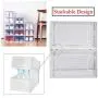 WAYTRIM Foldable Shoe Box, Stackable Clear Shoe Storage Boxes - Storage Bins Shoe Container Organizer, 8 Pack - White