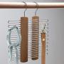 Tenflyer Wood Tie Hangers Multifunctional Anti-Slip Clothes Hanger for Ties Belts Scarf