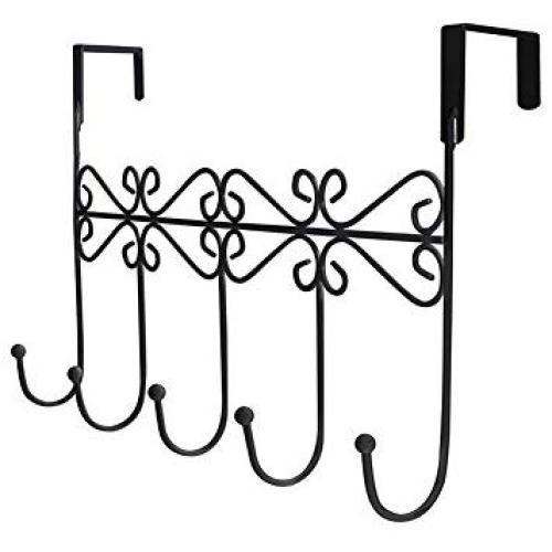 Dingang Over The Door Hanger Rack - Decorative Hanger Holder for Home Office Use 5 Hooks Black
