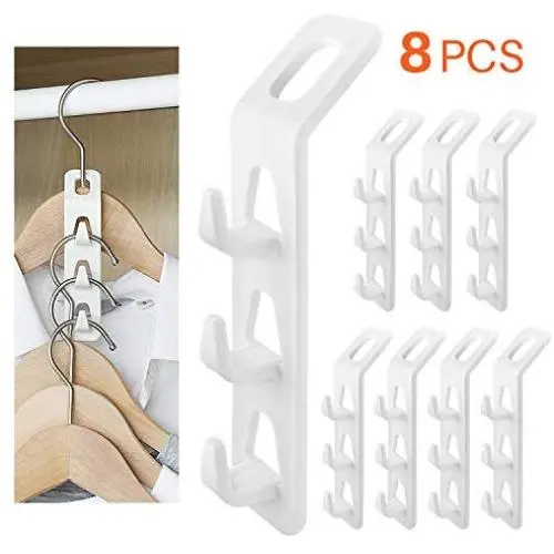WINIT Cascading Clothes Hanger Hooks,Space Saving Series Multi-Function Multi-Layer Cabinet Clothes Connection Folding Storage Clothes Rack Hanger Household Strong Load-Bearing Closet Hook (8pcs)