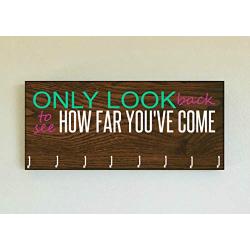 Race Medal Holder/Running Medal Hanger ONLY LOOK BACK TO SEE HOW FAR YOUVE COME- Wood Wall Mounted Medal Organizer. CUSTOMIZATION Available