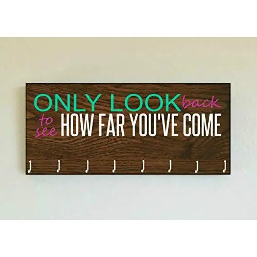 Race Medal Holder/Running Medal Hanger ONLY LOOK BACK TO SEE HOW FAR YOUVE COME- Wood Wall Mounted Medal Organizer. CUSTOMIZATION Available Race Medal Holder/Running Medal Hanger ONLY LOOK BACK TO SEE HOW FAR YOUVE COME- Wood Wall Mounted Medal Organizer. CUSTOMIZATION Available