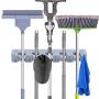 MCOMCE Broom Holder Wall Mount, Broom and Mop Holder Wall Mounted, Garage Organizer Storage for Broom Holders, Broom Organizer Tools Hanger for Kitchen Garden Garage Laundry Room (5 Position 6 Hooks)