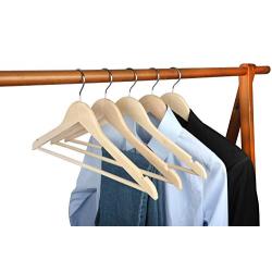 TOPIA HANGER Adult Unfinished/Natural Wood Clothes Hangers, Wooden Suit Coat Jacket Hangers - 360°Stronger Flexible Hook- Extra Smoothly Cut Notches- 18 Pack - CT10N