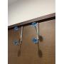 Les Saisons Decor Decorative Over The Door Hook Hanger, 2 Hooks with Blue Diamond Shape Acrylic Knobs. Storage Organizer Rack for Hanging Clothes, Coats, Bags, Hats, Towels Robes, 2 Pack, Chrome