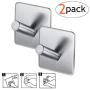 Gelme Nutri Adhesive Hooks Stainless Steel Stick On Hooks Waterproof Hangers Heavy Duty Wall Hooks for Kitchen, Bedroom, Bathroom, Home. Anti Skid Hooks Hanging Towel, Robe, Coat, Key, Bag.(2 Pack)
