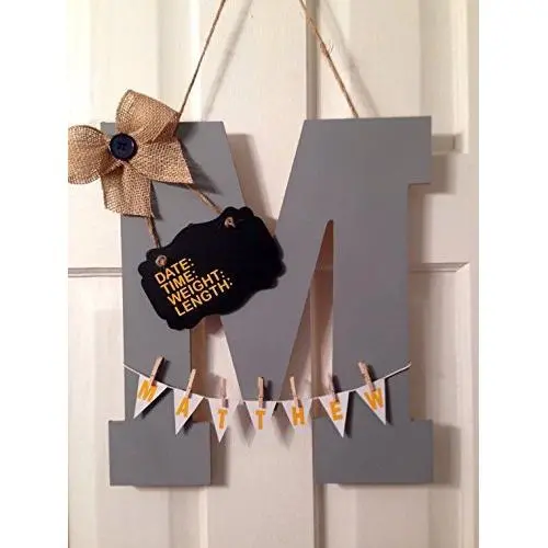 Initial Hospital Door sign announcement child room nursery personalized birth stats, birthing suite hanger