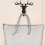 3Pcs Antler Head Coat Hooks Wall Mounted Clothes Hanger Animal Shaped Wall Hook Hanger for Hanging Hat Scarf Bag Key Black White Grey