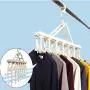 EvaroFly Multipurpose Magic Stretch Folding Hanger, Anti-skidding Rotatable Storage Clothes Hanger, Household Travel Camping -White 44x52x47cm