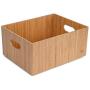 Bamboo Storage Boxes Multi-Purpose Organizer for Kitchen Supplies Holder, Fruit Bin, Cabinets, Pantry with built in handles, stackable, 11” x 14” x 6.5”