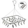 ASPERFFORT Stainless Steel Laundry Drying Rack with 26 Clips,Drip Hanger with Metal Clothespins for Drying Socks,Bras,Underware,Baby Clothes,Socks Clother Hanger ASPERFFORT Stainless Steel Laundry Drying Rack with 26 Clips,Drip Hanger with Metal Clothespins for Drying Socks,Bras,Underware,Baby Clothes,Socks Clother Hanger