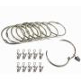 DODXIAOBEUL 2 inch Interior Diameter Open and Close Solid Metal Curtain Ring Hook Rustproof,Movable Clasp Suitable Fixed Pole Shower Curtain Rings/Strong Hooks Set Silver (36)