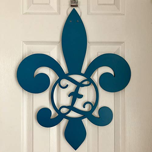 Monogram Fleur De Lis Door Hanger - Fleur De Lis Wreath - NOLA Door Hanger - New Orleans Door Decoration - Louisiana Door Hanger