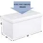 SONGMICS 30 Inches Faux Leather Folding Storage Ottoman Bench, Storage Chest Footrest Coffee Table Padded Seat, White ULSF106