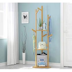 Tree Rack with 3 Shelves Coat Racks Free Standing with 9 Hooks for Hall Bedroom Hallway Corner Compact Clothes Hanger, Easy to Assemble 168CM