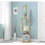 Tree Rack with 3 Shelves Coat Racks Free Standing with 9 Hooks for Hall Bedroom Hallway Corner Compact Clothes Hanger, Easy to Assemble 168CM