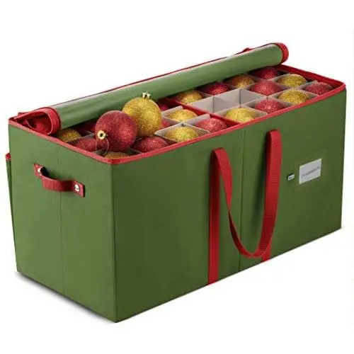 Large Christmas Ornament Storage Boxes with Dual Zipper Closure - Boxes Contributes Slots for 128 Holiday Ornaments 3-Inch, Xmas Decorations Accessories, Made of Non Woven Tear Proof Material Large Christmas Ornament Storage Boxes with Dual Zipper Closure - Boxes Contributes Slots for 128 Holiday Ornaments 3-Inch, Xmas Decorations Accessories, Made of Non Woven Tear Proof Material