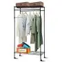 NanaPluz Rolling Portable Shelf Garment Rack Storage Adjustable Rod Double Hanging Clothes Rail Hanger with Ebook
