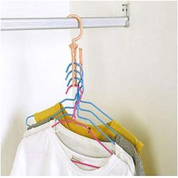 Plastic 5 Circle Multilayer Windproof Clothes Hanger 10pcs Color Random Storage Racks Buckle Hanger Anti-Slip Home