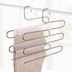 Yizhichu1990 Stainless Steel S-Shape Trousers Pants Hangers Clothes Hangers Closet Space Saving for Jeans Scarf Ties Belts Skirt Hanging Organizer,2 Pack (Simple)