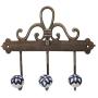 Indianshelf Handmade 2 Artistic Vintage Blue Ceramic Floral Coat Hooks Hangers/Clothes Hooks Door Mount