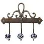Indianshelf Handmade 2 Artistic Vintage Blue Ceramic Floral Coat Hooks Hangers/Clothes Hooks Door Mount