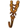 Purpledip Brass Wall Hook Dancing Couple: Vintage Design Coat Clothes Hanger (11731)