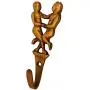 Purpledip Brass Wall Hook Dancing Couple: Vintage Design Coat Clothes Hanger (11731)