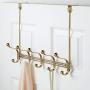 mDesign Decorative Over Door or Wall Mount 10 Hook Metal Storage Organizer Rack for Coats, Hoodies, Hats, Scarves, Purses, Leashes, Bath Towels & Robes - Soft Brass