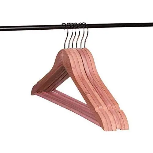 Neaties American Cedar Wood Hangers with Notches and Bar for Fresh Closet, 6pk