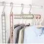 wenirn Magic Clothes Hanger Organizer, Rotate Anti-Skid Folding Hanger with Space Saving and Cascading Features, Pack of 5 Standard Hangers with 9 Holes for Drying and Storage, Random Color