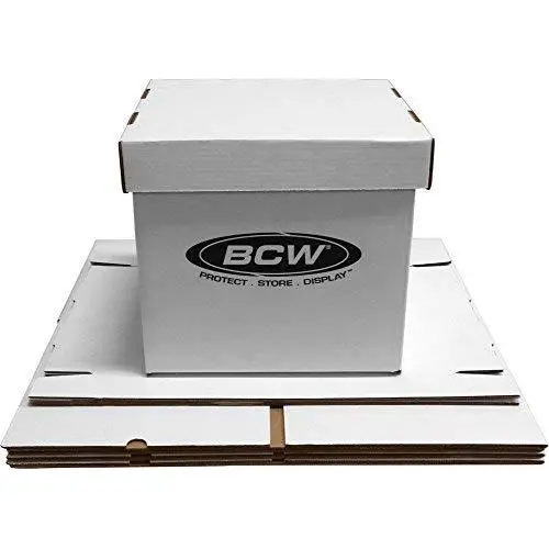 BCW 33 RPM 12" Vinyl Storage Boxes with Lid | Holds up to 65 LPs or Laser Discs | White (5-Boxes)