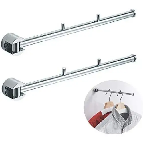 Xjyj Stainless Steel with Swing Arm Clothes Hanger 180 Degrees Folding Wall Mounted Rack Clothes Hook Clothing Hanging System Closet Storage Organizer Heavy Duty Drying Rack Hanger (2 Pack) Xjyj Stainless Steel with Swing Arm Clothes Hanger 180 Degrees Folding Wall Mounted Rack Clothes Hook Clothing Hanging System Closet Storage Organizer Heavy Duty Drying Rack Hanger (2 Pack)